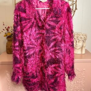 Women’s‎ 1X Liz and Me button up Fuzzy Pink and Purple top/Cardigan
